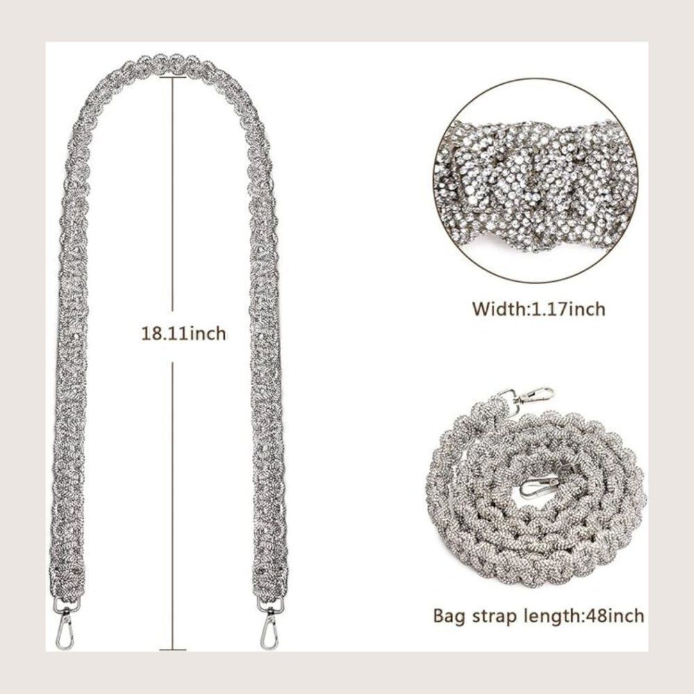 Gold Sparkle Rhinestone Crystal Handbag STRAP - Picture 7 of 12